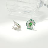 Green CZ Stone Earrings - S925 Silver