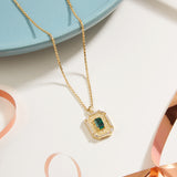 Gold-Plated Green Necklace - S925 Silver