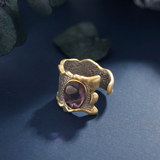 Gold-Plated Purple Amethyst Ring - S925 Silver