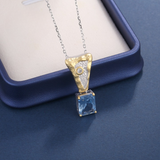 Gold-Plated Blue Crystal Pendant - S925 Silver