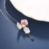 Flower-Shaped Pearl Pendant - S925 Silver