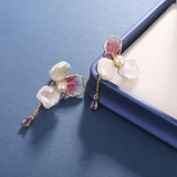 Flower-Shaped Pearl Earrings - S925 Silver