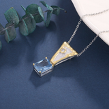 Gold-Plated Blue Crystal Pendant - S925 Silver