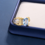 Gold-Plated Blue Crystal Ring - S925 Silver