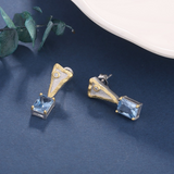 Gold-Plated Blue Crystal Earrings - S925 Silver