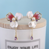 Flower-Shaped Pearl Earrings - S925 Silver