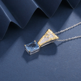 Gold-Plated Blue Crystal Pendant - S925 Silver