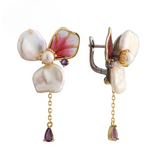 Flower-Shaped Pearl Earrings - S925 Silver