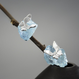 Blue Aquamarine Earrings - S925 Silver