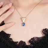 Gold-Plated Blue Crystal Pendant - S925 Silver