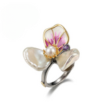 Flower-Shaped Pearl Ring - S925 Silver