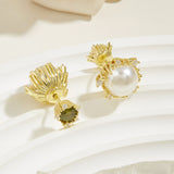 Gold-Plated White Pearl Earrings- S925 Silver