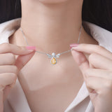 Yellow Ice Flower-Cut CZ Necklace-S925 Silver