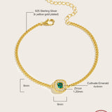 Gold-Plated Green Emerald Bracelet - S925 Silver