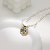 Green Round Zircon & Pearl Necklace - S925 Silver