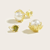 Gold-Plated White Pearl Earrings- S925 Silver