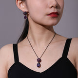 Rose Tear Flower-Shaped Amethyst Gemstone Necklace - S925 Silver