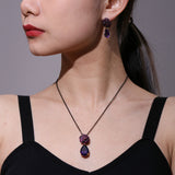 Purple Amethyst Stone Earrings - S925 Silver