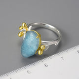 Aquamarine Flowery Ring - S925 Silver