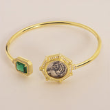 Gold-Plated Green Emerald Bracelet - S925 Silver