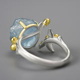 Aquamarine Flowery Ring - S925 Silver