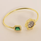 Gold-Plated Green Emerald Bracelet - S925 Silver