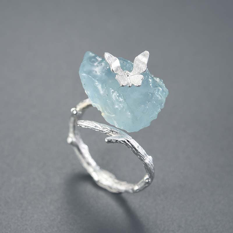 Blue Aquamarine Ring - S925 Silver