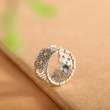 Honeycomb-Shaped Blue Topaz Ring - S925 Silver