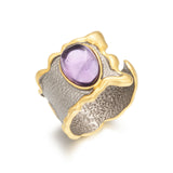 Gold-Plated Purple Amethyst Ring - S925 Silver