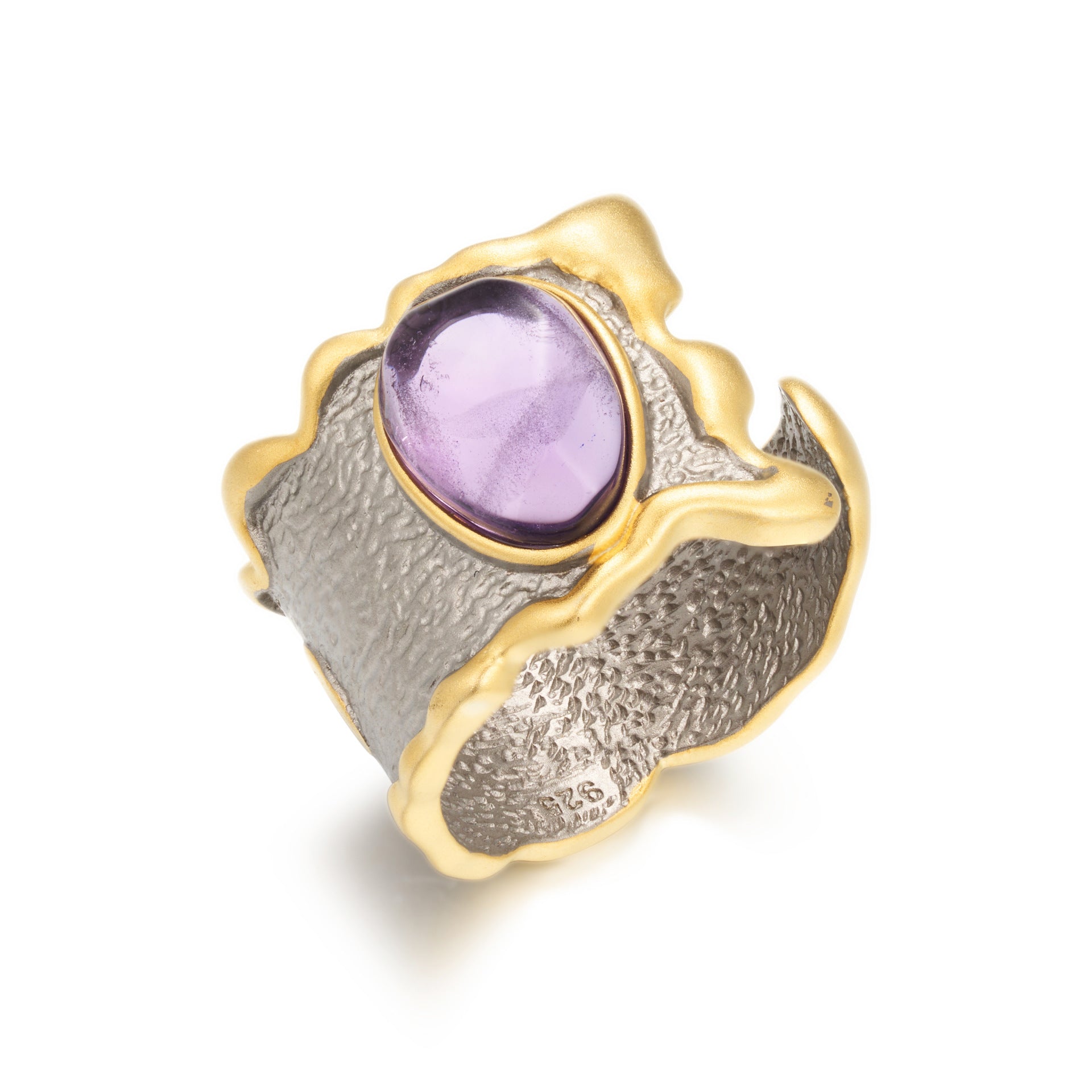 Gold-Plated Purple Amethyst Ring - S925 Silver