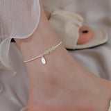 Broken Silver Hetian Jade Anklet - S925 Silver