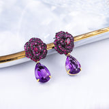 Purple Amethyst Stone Earrings - S925 Silver