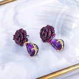 Purple Amethyst Stone Earrings - S925 Silver