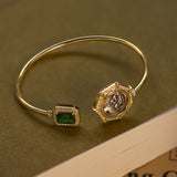 Gold-Plated Green Emerald Bracelet - S925 Silver