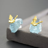 Blue Aquamarine Earrings - S925 Silver