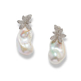 White Baroque Pearl Earrings - S925 Silver