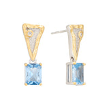 Gold-Plated Blue Crystal Earrings - S925 Silver