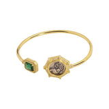 Gold-Plated Green Emerald Bracelet - S925 Silver