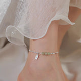 Broken Silver Hetian Jade Anklet - S925 Silver