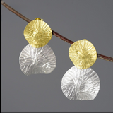 Double Lotus Leaves Dangle Earrings - S925 Silver