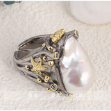 White Natural Pearl Ring - S925 Silver