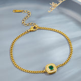 Gold-Plated Green Emerald Bracelet - S925 Silver