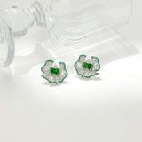 Green CZ Stone Earrings - S925 Silver