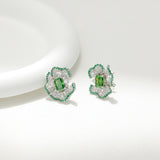 Green CZ Stone Earrings - S925 Silver