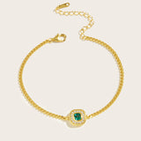 Gold-Plated Green Emerald Bracelet - S925 Silver