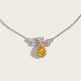 Yellow Ice Flower-Cut CZ Necklace-S925 Silver